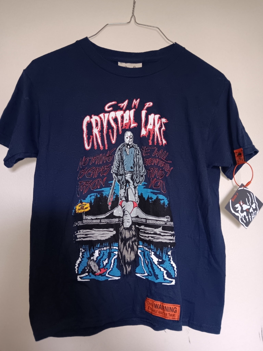 Kids Camp Crystal Lake Graphic Navy Short Sleeve Tee